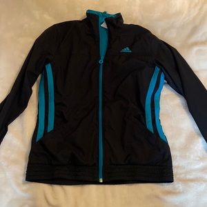 Small Black And Blue Adidas Full Zip Windbreaker